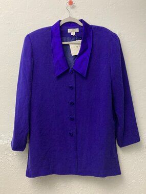 NWT Shomi By Miller Shor Suit Jacket Blazer Buttons Up Silk Purple Tailored 16